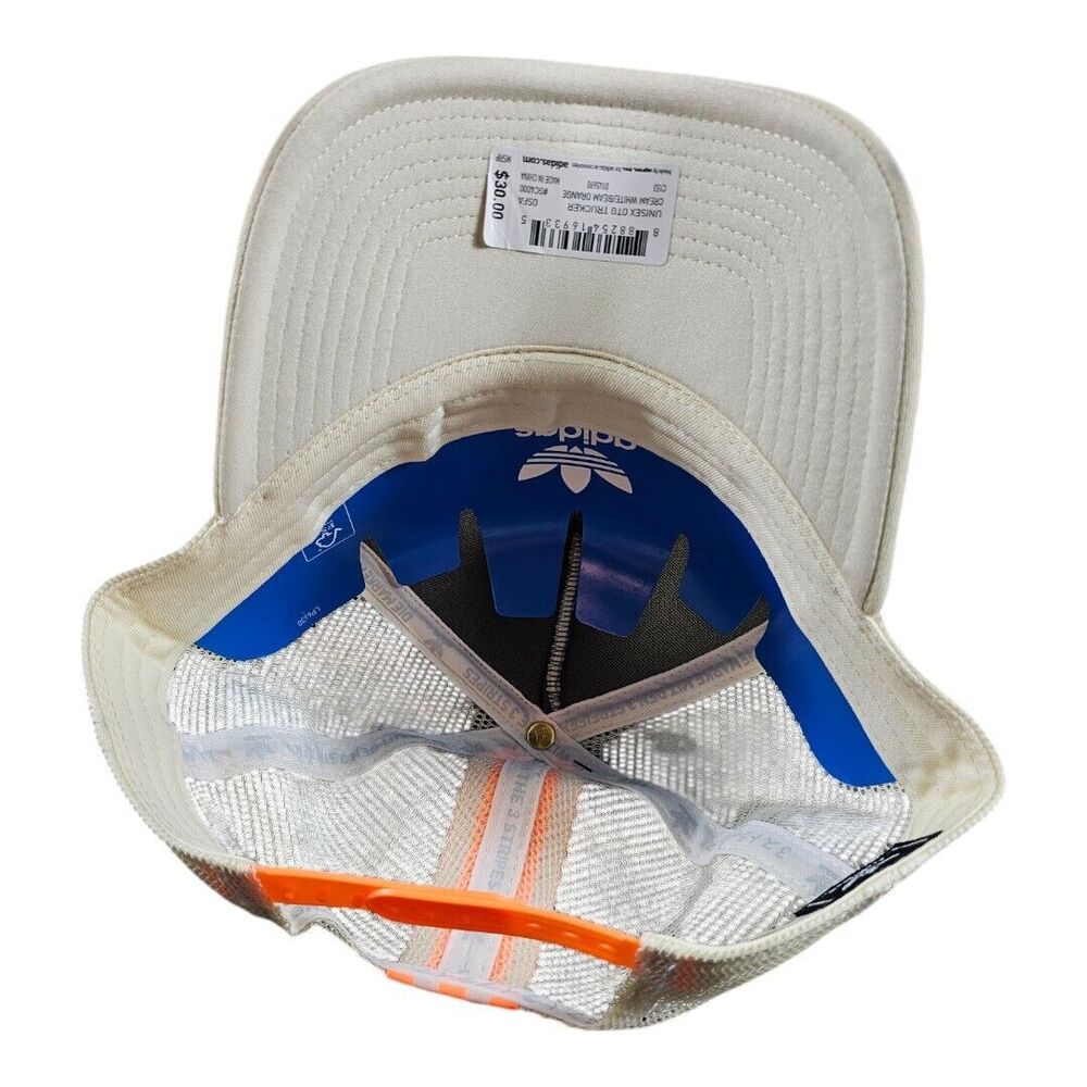 ADIDAS OTG 2.0 MESH TRUCKER MENS SNAPBACK HAT CREAM WHITE Orange STRIPE HAT CAP - Picture 5 of 6